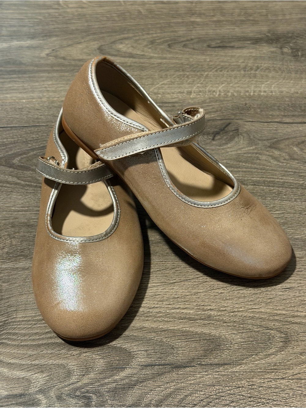 Elephantito Girls' 12 Champagne Tan Mary Jane Leather Dress Shoes